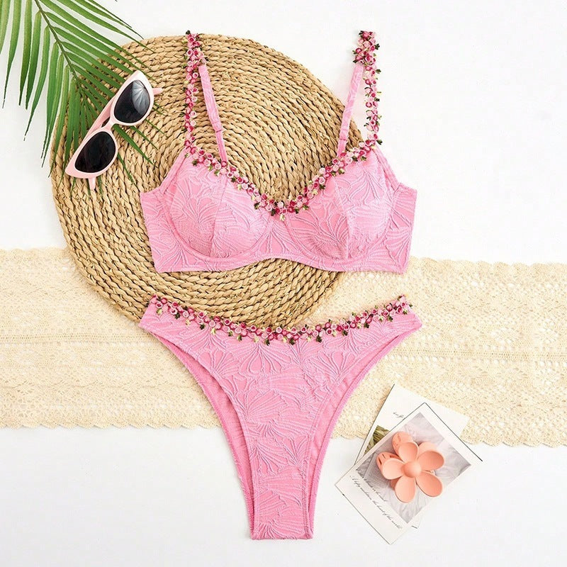 Ladies Bikini Set with Floral Applications Mune Fashion