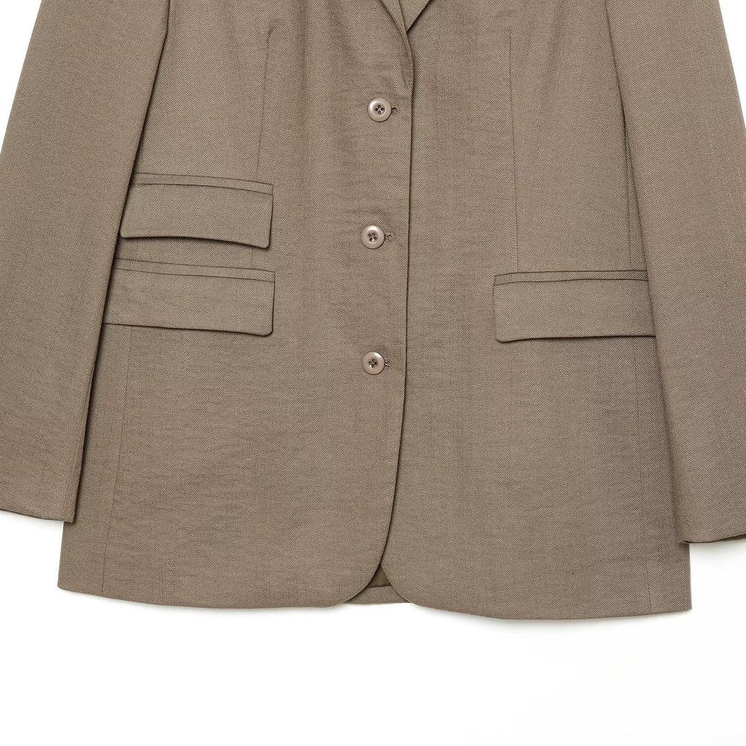 Women's Single-Breasted Business Blazer with Patch Pockets and Lapel Collar Mune Fashion