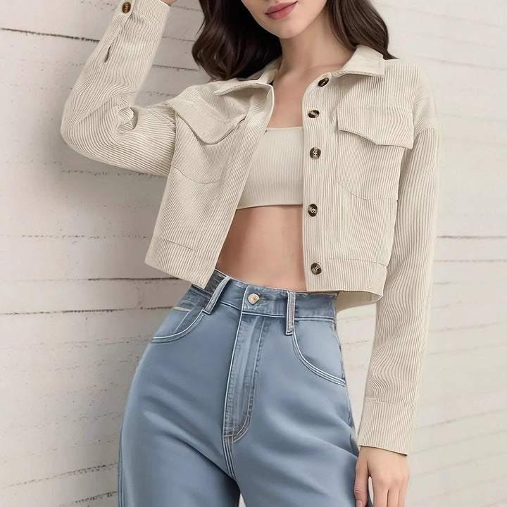 Women's Short Sleeve Cropped Denim Jacket