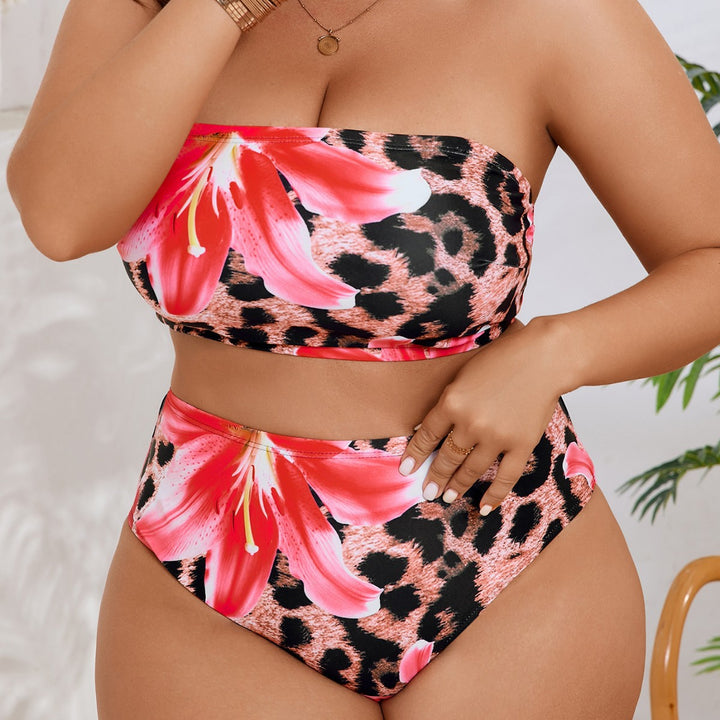 Ladies bandeau bikini with floral and animal pattern Mune Fashion