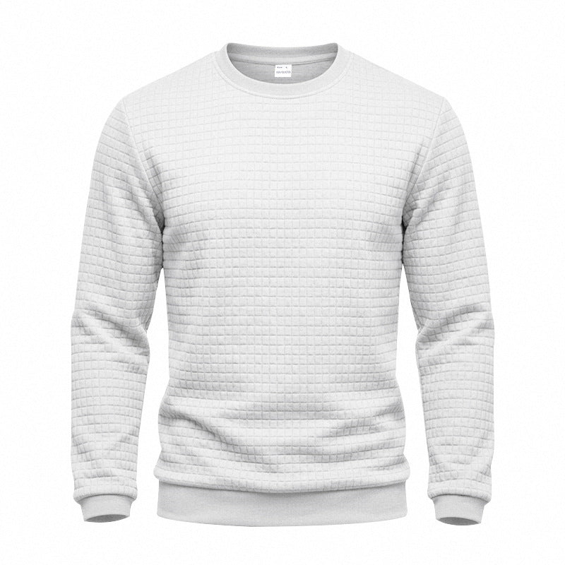 Men's Structured Round Neck Sweatshirt with Waffle Texture and Ribbed Cuffs Mune Fashion