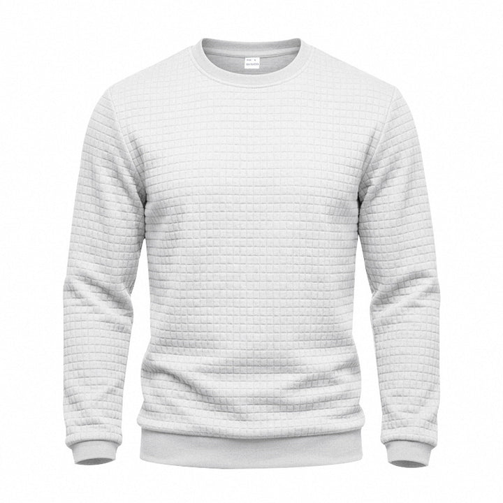 Men's Structured Round Neck Sweatshirt with Waffle Texture and Ribbed Cuffs Mune Fashion