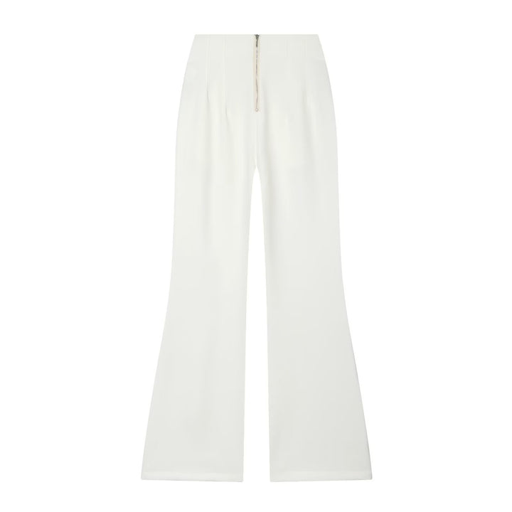 Women's High-Waisted Flare Pants with Wide Leg and Concealed Zipper Pockets Mune Fashion