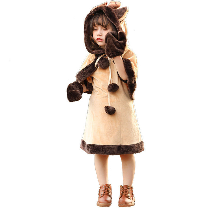 Girl's hoodie costume with animal look and fluffy material Mune Fashion