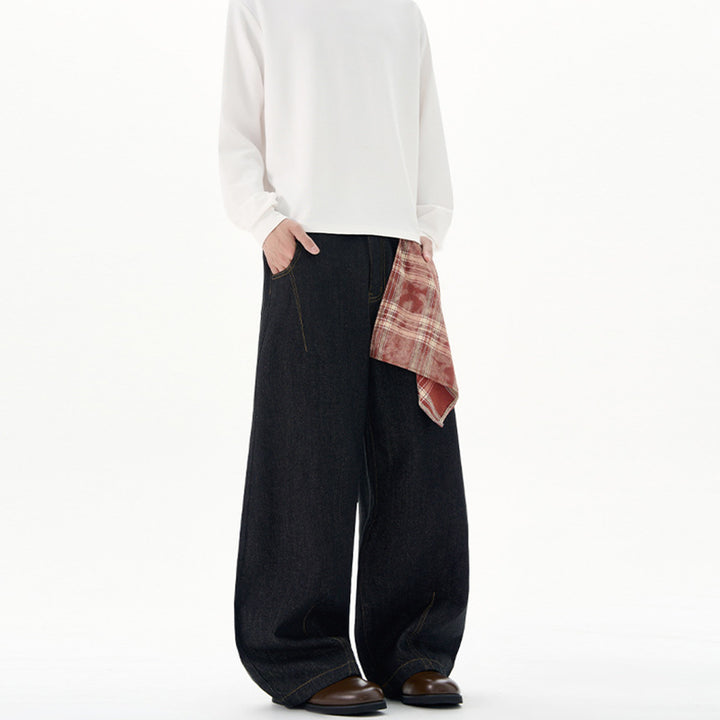 Women's extra wide palazzo jeans made of heavy denim with floor-length wide leg Mune Fashion