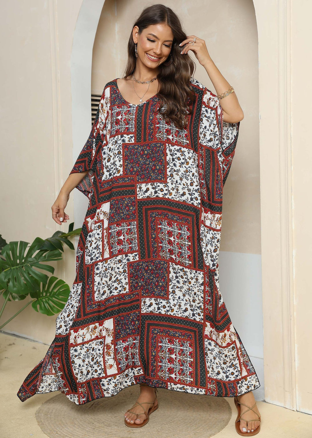 Women's Casual Maxi Dress in Patchwork Design Mune Fashion