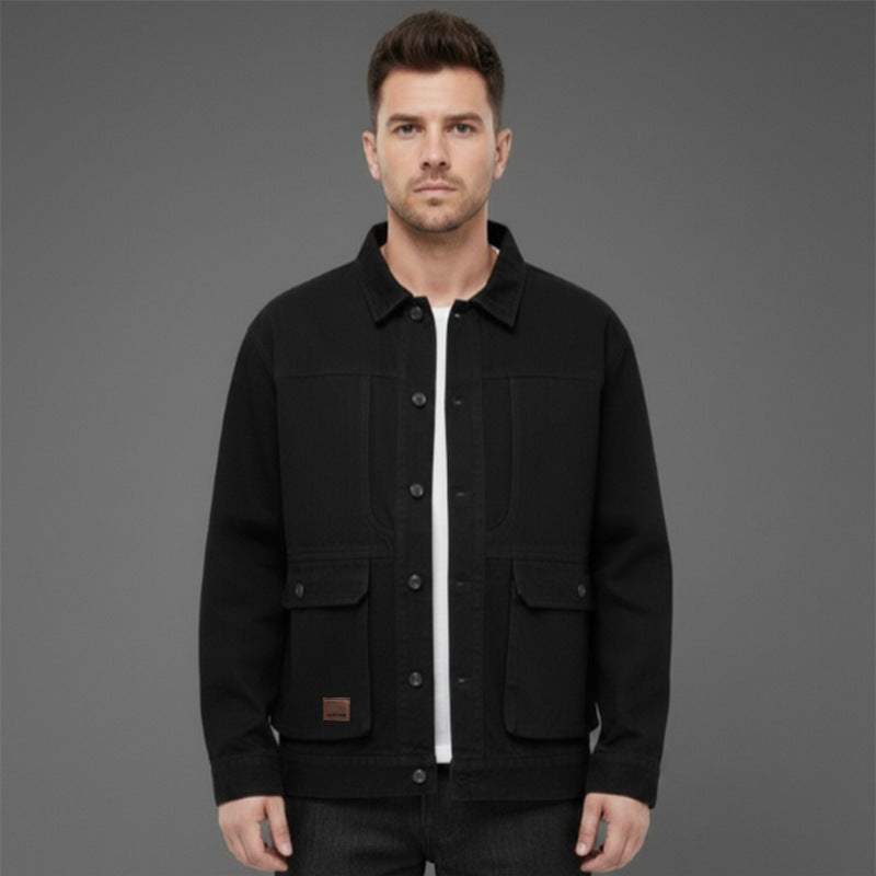 Men's Canvas Utility Overshirt with Large Flap Pockets and Relaxed Fit Mune Fashion