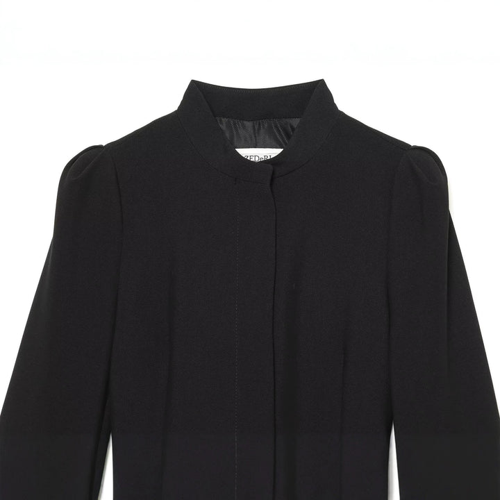 Women's Midi-Length Coat with Stand-Up Collar and Wide Waist Belt Mune Fashion