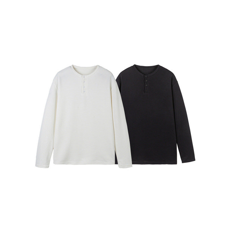 Unisex Thermal Henley Shirt with Waffle Texture and Long Sleeve Mune Fashion