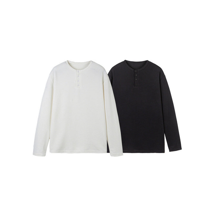 Unisex Thermal Henley Shirt with Waffle Texture and Long Sleeve Mune Fashion