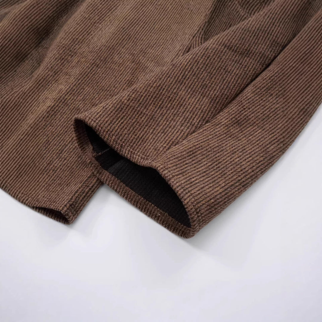 Women's Wide-Cut Corduroy Pants with Elastic Waistband Mune Fashion