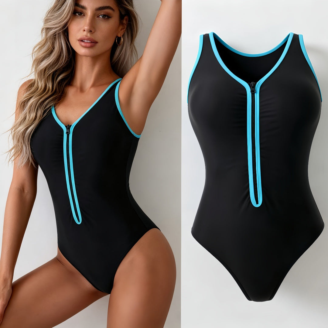 Ladies sporty swimsuit with zipper Mune Fashion