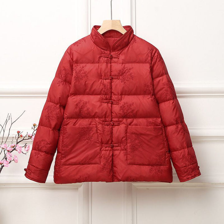 Women's padded quilted jacket with stand-up collar and traditional button placket Mune Fashion