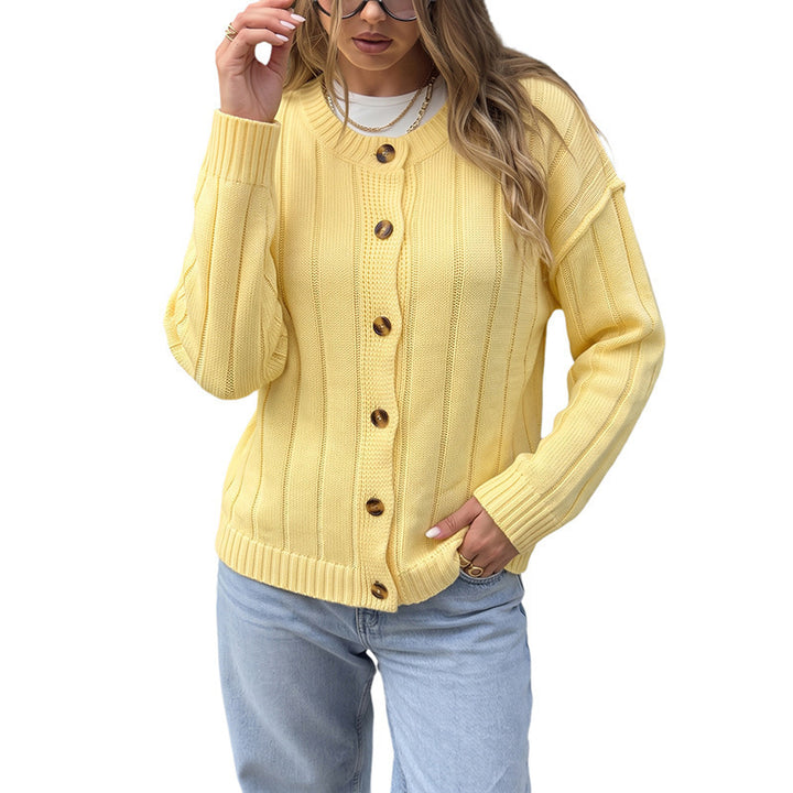 Women's Cardigan with Buttons and Rib Structure Mune Fashion