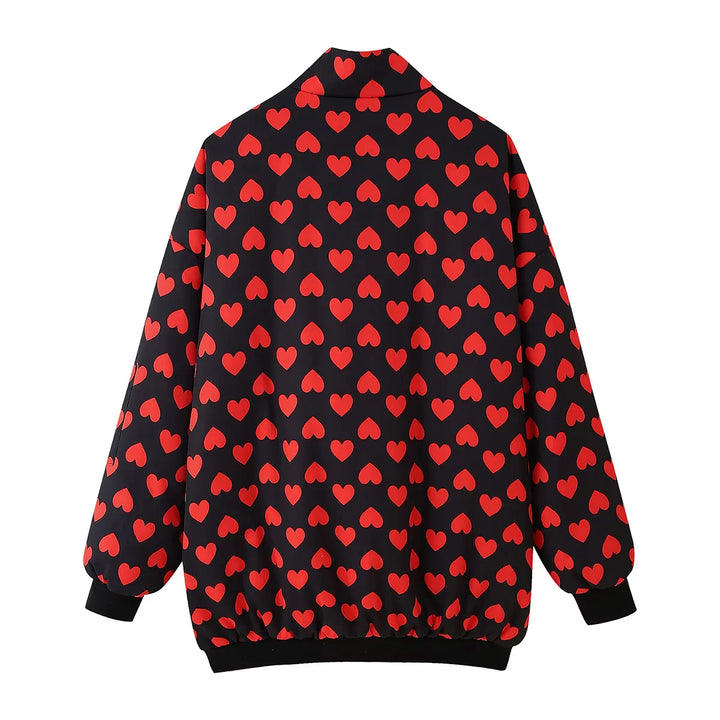 Women's non-quilted oversized bomber jacket with stand-up collar, elastic cuffs, and arm pocket Mune Fashion