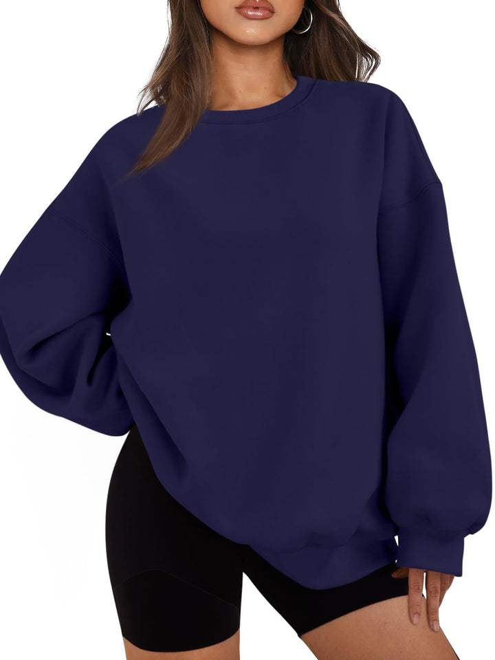 Women's Boxy Crewneck Sweatshirt with extra wide fit, raglan sleeves, and soft fleece lining Mune Fashion