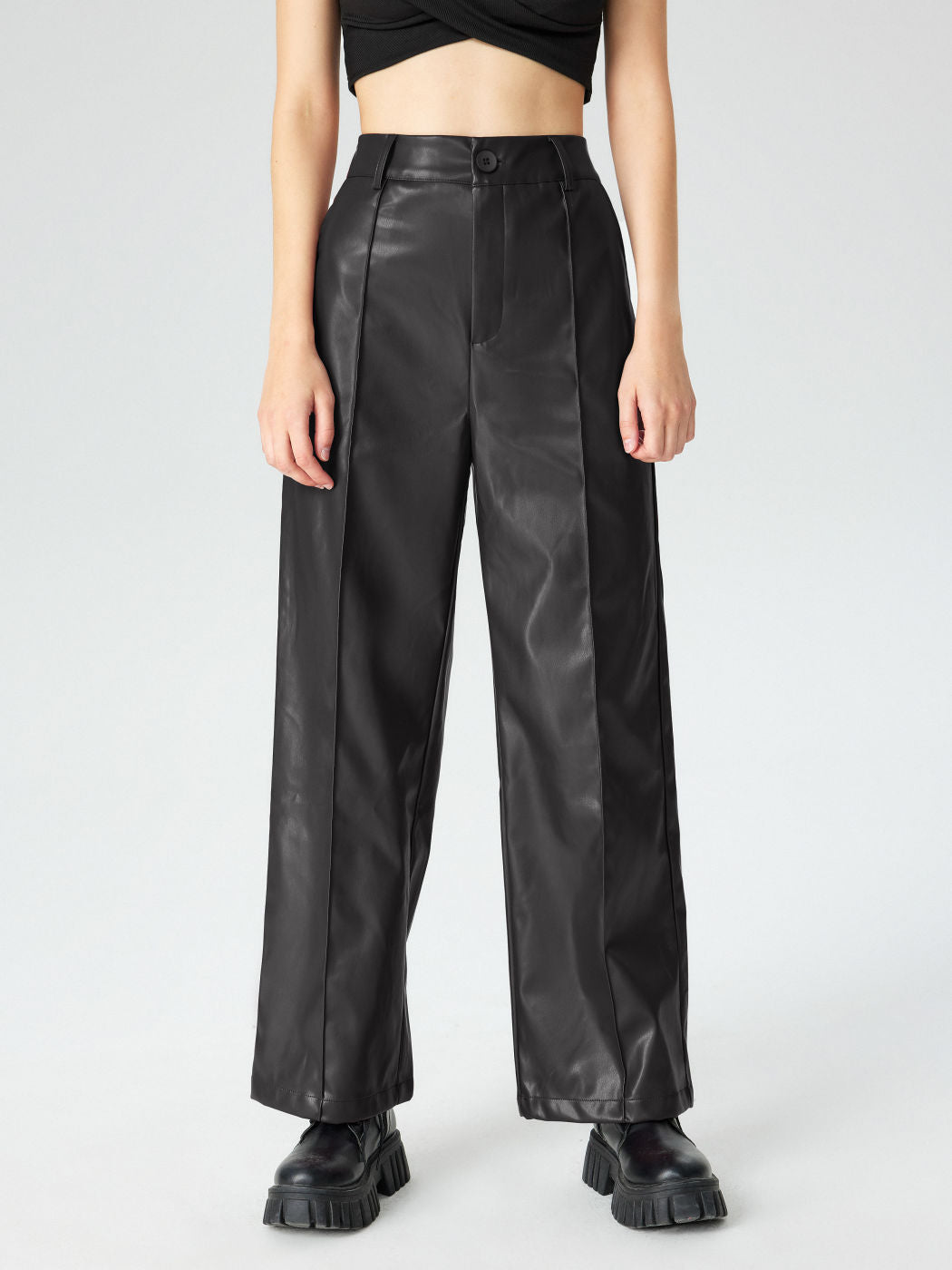 Women's Elegant Faux Leather Pants Mune Fashion