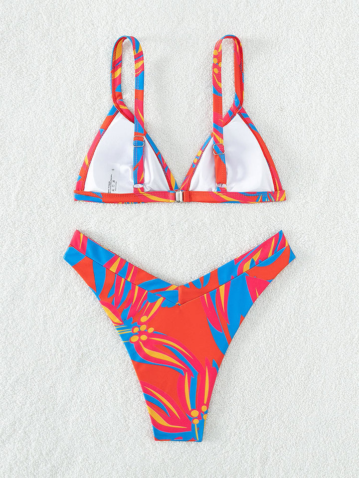 Women's triangle bikini with floral pattern and high-cut briefs Mune Fashion