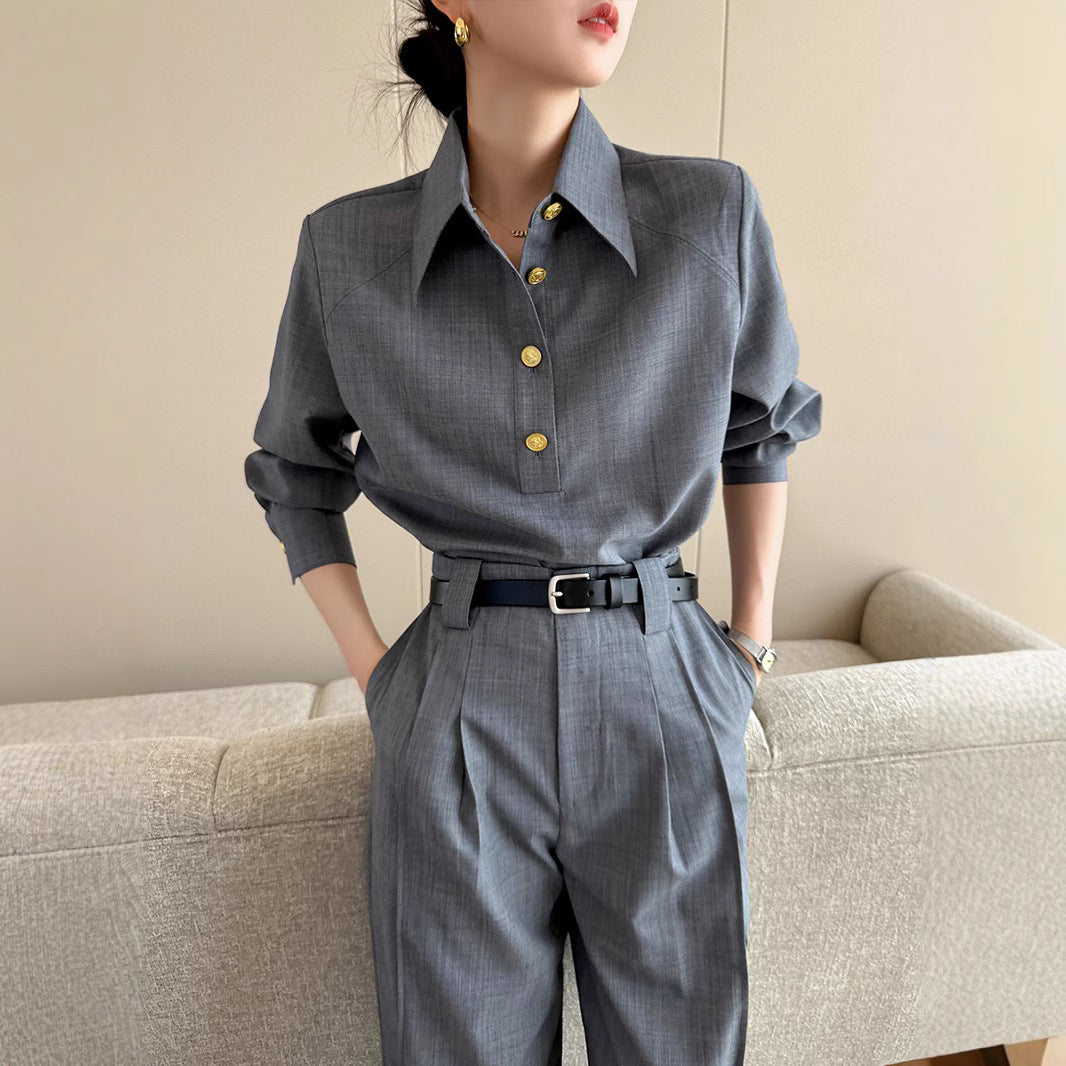 Women's Elegant and Versatile Blouse with Button Detail Mune Fashion
