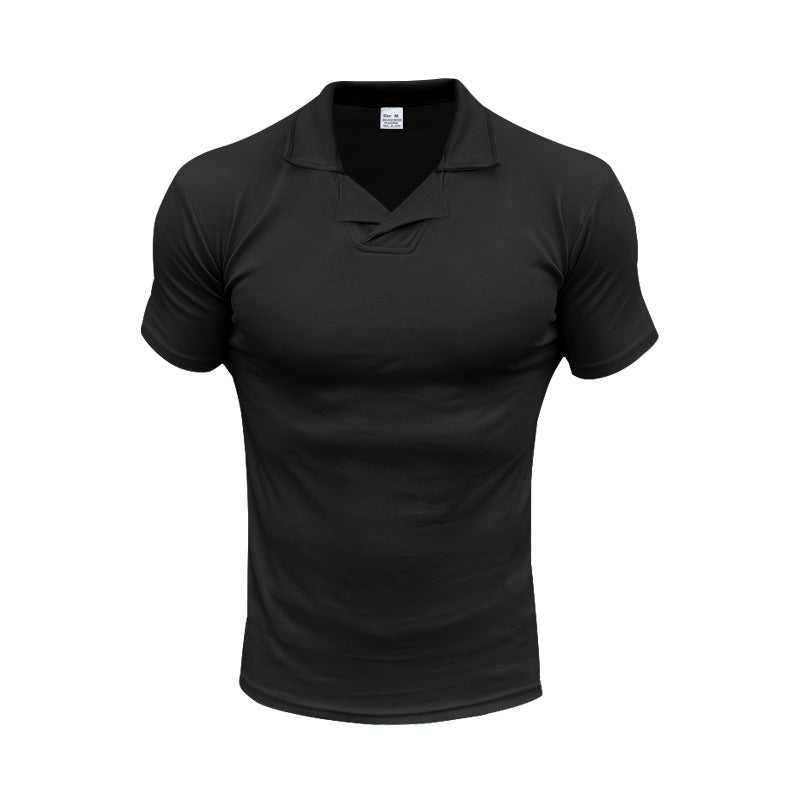 Men's slim fit short sleeve polo with open shirt collar and elastic cotton stretch Mune Fashion