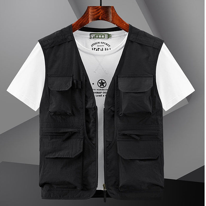 Men's Utility Outdoor Vest with Multiple Pockets and Front Zip Mune Fashion