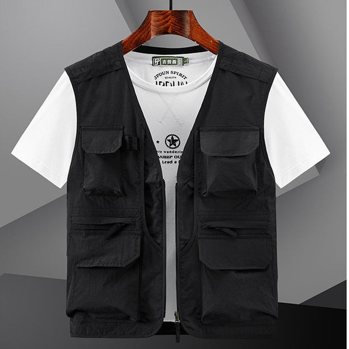 Men's Utility Outdoor Vest with Multiple Pockets and Front Zip Mune Fashion