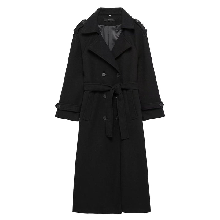 Women 100+ double-breasted maxi long coat in trench style with tie belt Mune Fashion