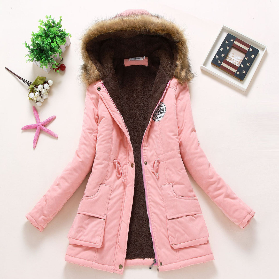 Women's high-warming winter parka with teddy lining, drawstring and faux fur trim Mune Fashion