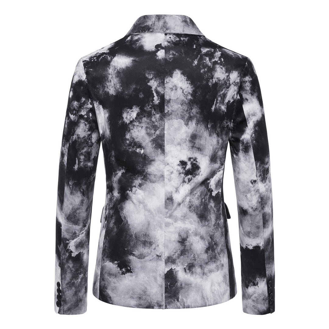 Men's Slim-Fit Blazer with Watercolor Print and One-Button Closure Mune Fashion
