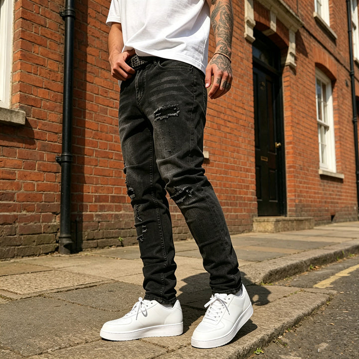 Men's Ripped Slim-Fit Jeans Mune Fashion
