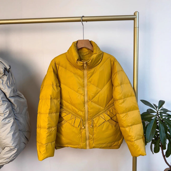 Women's quilted parka with stand-up collar, tailored ruffle detail and thermal insulation Mune Fashion