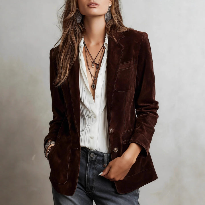Ladies Elegant Suede Blazer Mune Fashion