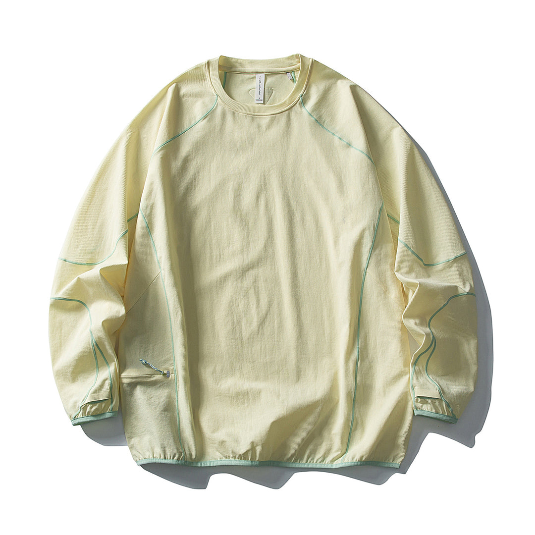 Unisex Technical Oversized Crew Neck Sweater with Flatlock Seams and Side Zipper Pocket Mune Fashion