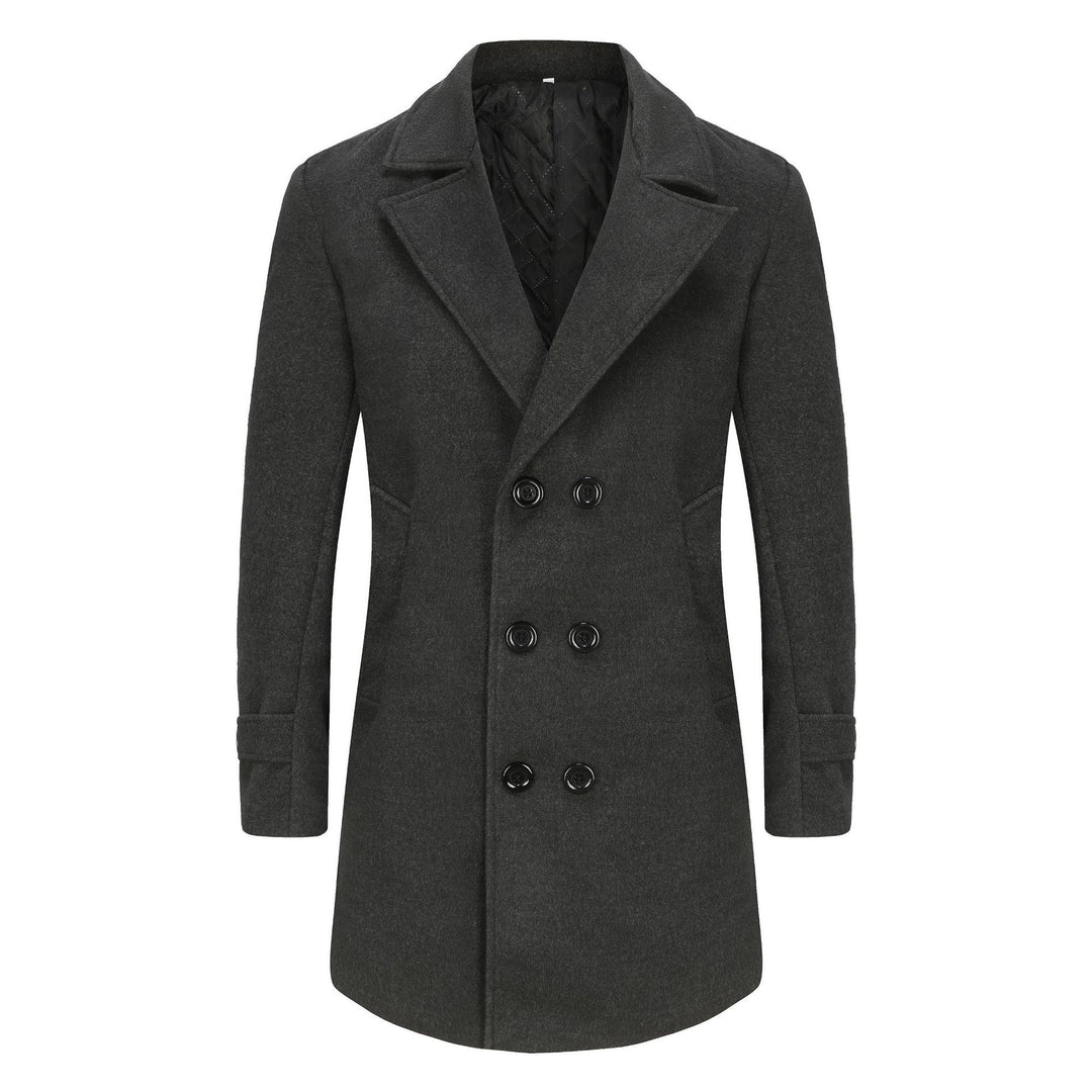 Men's Elegant Double-Breasted Coat with Tailored Fit and Quilted Lining Mune Fashion