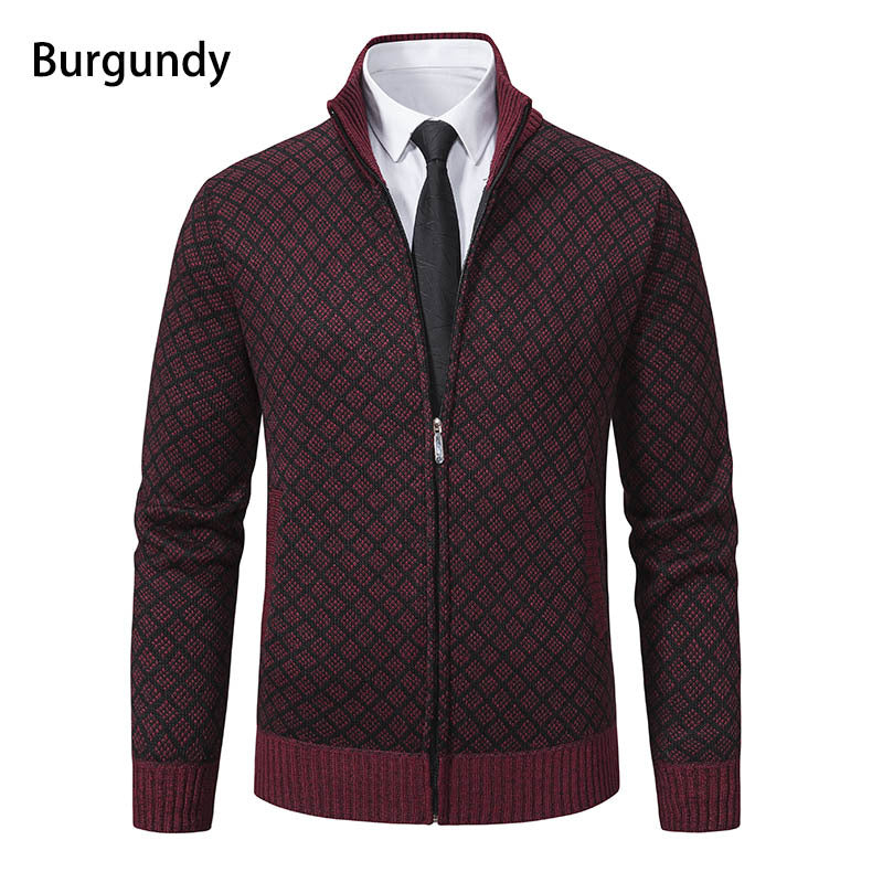 Men's patterned cardigan with stand collar and full zip Mune Fashion