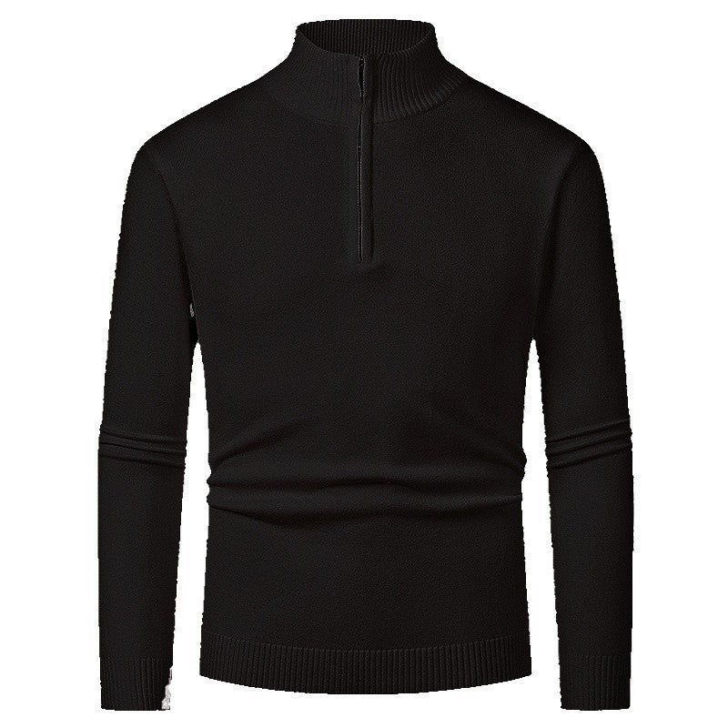 Men's fine knit troyer with half zipper, slim silhouette and contrasting stand-up collar Mune Fashion