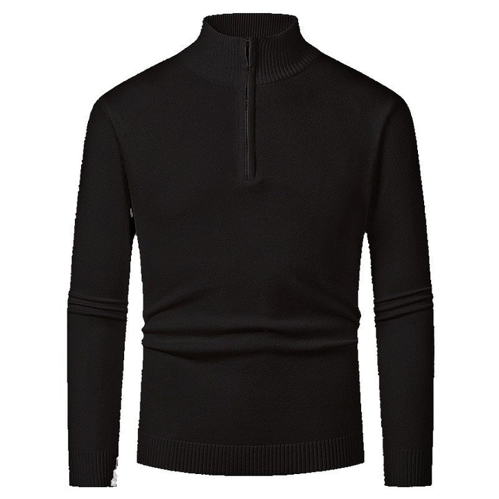 Men's fine knit troyer with half zipper, slim silhouette and contrasting stand-up collar Mune Fashion