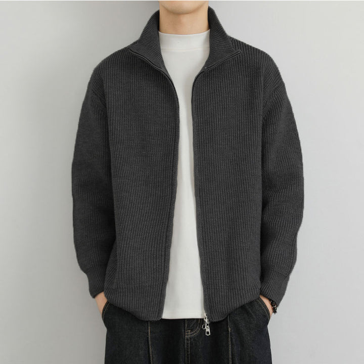 Men's cardigan with stand-up collar and zipper Mune Fashion