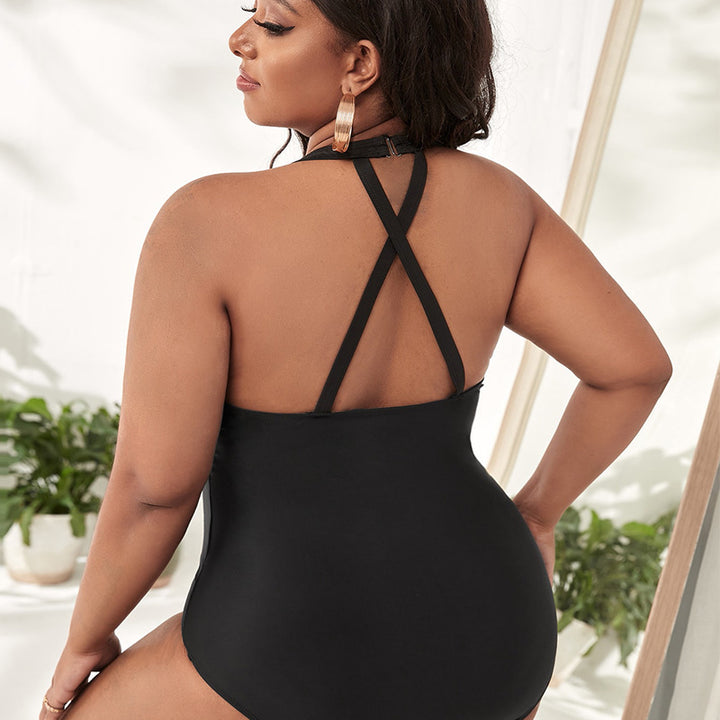 Women's one-piece swimsuit with stylish leopard pattern and transparent insert Mune Fashion