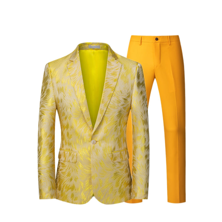 Men's Jacquard Blazer with Slim-Fit Suit Pants Mune Fashion
