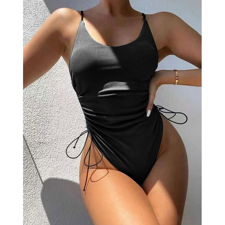 Ladies one-piece swimsuit with side gathering and adjustable straps Mune Fashion