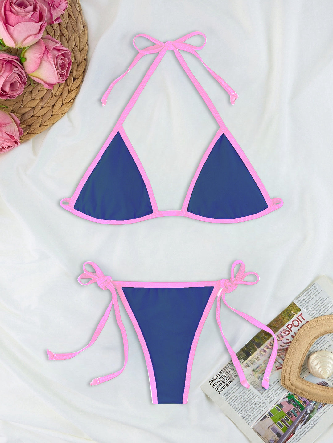 Women Triangle Bikini Set with individually adjustable drawstring Mune Fashion