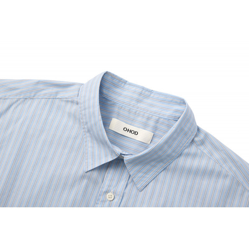 Men's Wide Cut Poplin Shirt with Stripes and Chest Pocket Mune Fashion