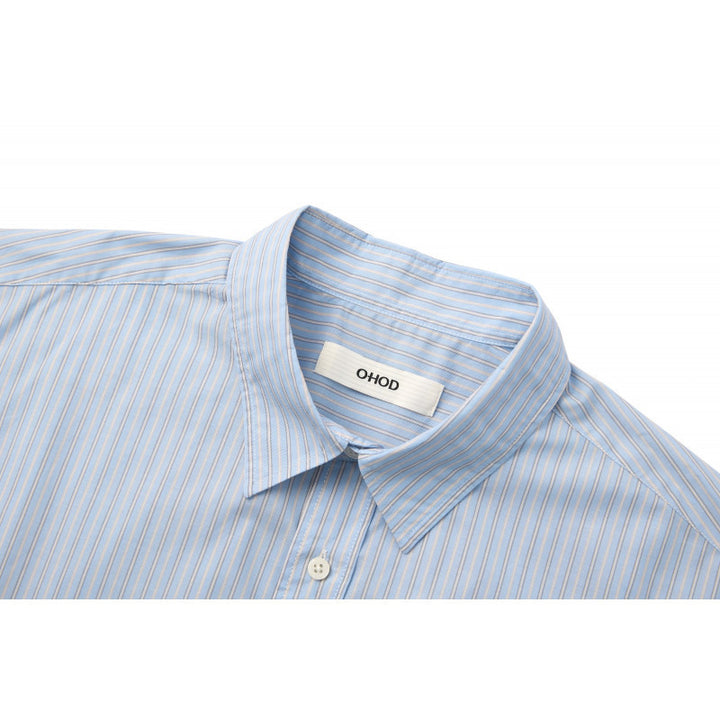 Men's Wide Cut Poplin Shirt with Stripes and Chest Pocket Mune Fashion