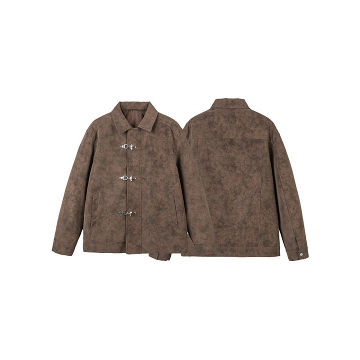Men's short jacket made of suede imitation with metal toggle fasteners Mune Fashion