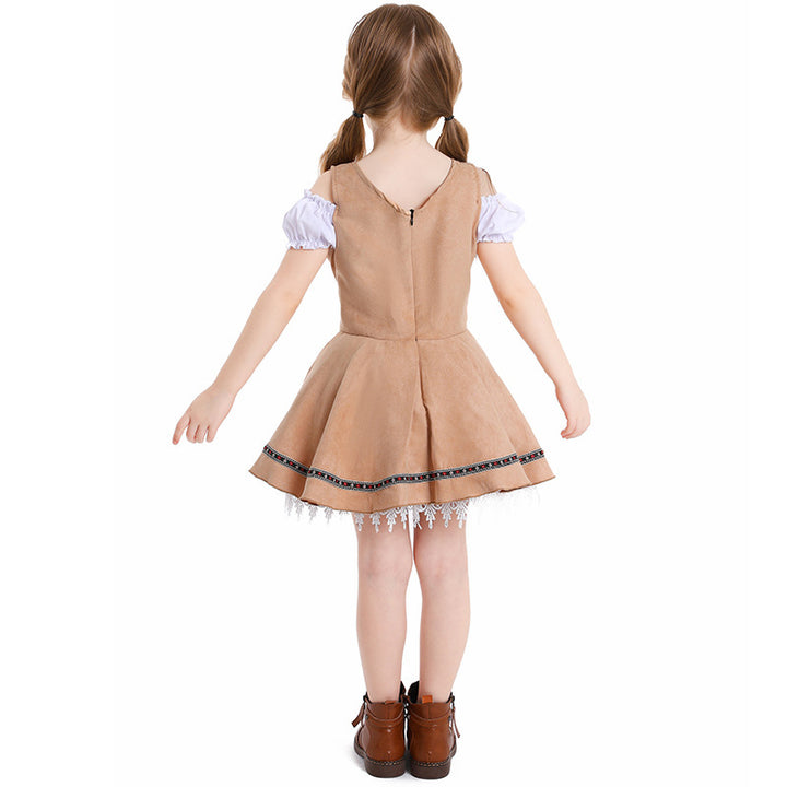 Ladies nan traditional children's dirndl with laced bodice, lace underskirt and decorative apron Mune Fashion