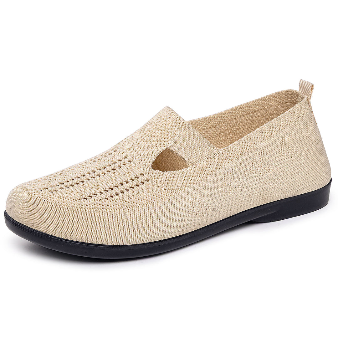 Ladies nan lightly knitted comfort moccasin with elastic central strap and shock-absorbing wedge sole Mune Fashion