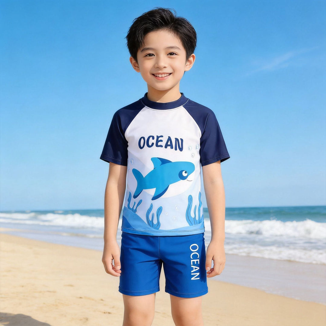 Boys UV protection swimsuit with short sleeves Mune Fashion