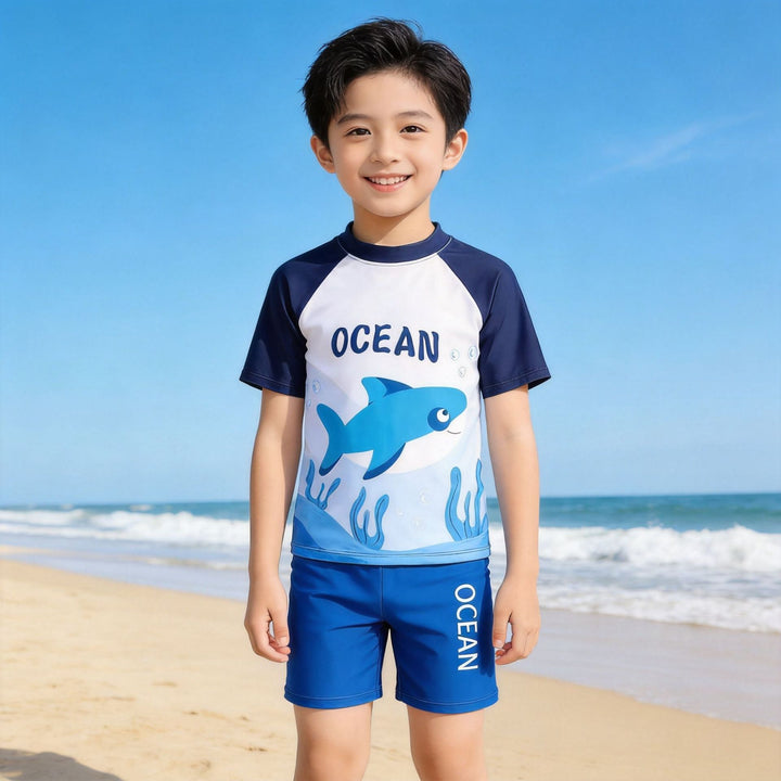 Boys UV protection swimsuit with short sleeves Mune Fashion