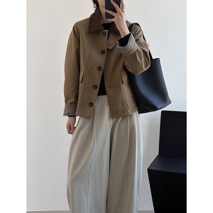 Women Boxy Transitional Jacket with Cord Collar and Large Flap Pockets Mune Fashion